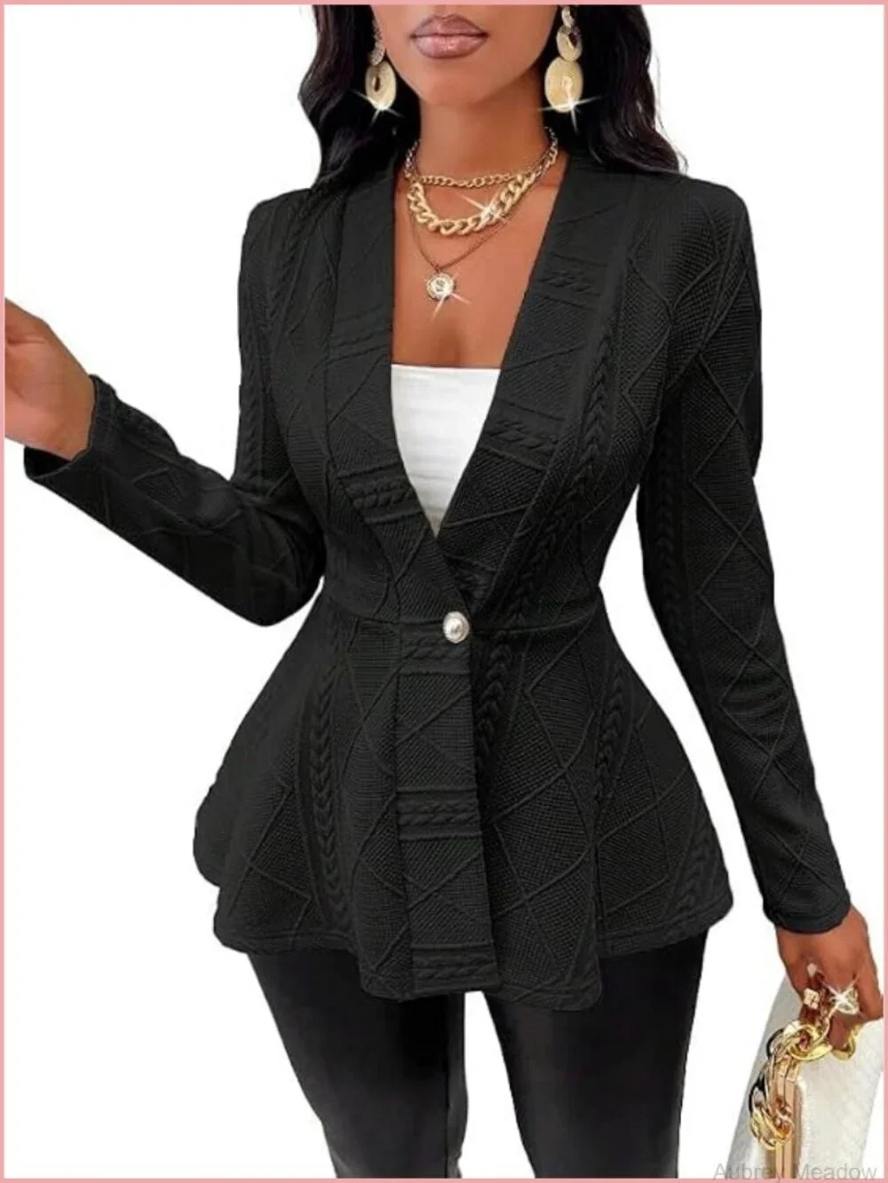 Womens Business Casual Long Sleeve Blazer Suit Jacket Knit Cardigan Shawl Collar